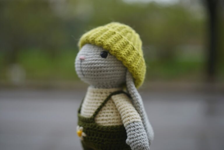 Handmade crocheted bunny amigurumi toy